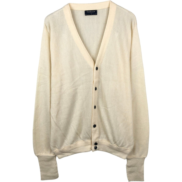 90'S VAN HEUSEN Acrylic Knit Cardigan, Made in USA, Men's Size L (approx.), Vintage acrylic unbleached Vintage Second Hand