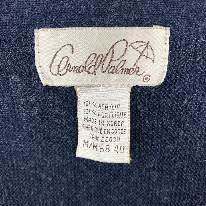Vintage Arnold Palmer acrylic knit cardigan from the 80s-90s, men's size M (approx.). acrylic navy blue type Vintage Second Hand
