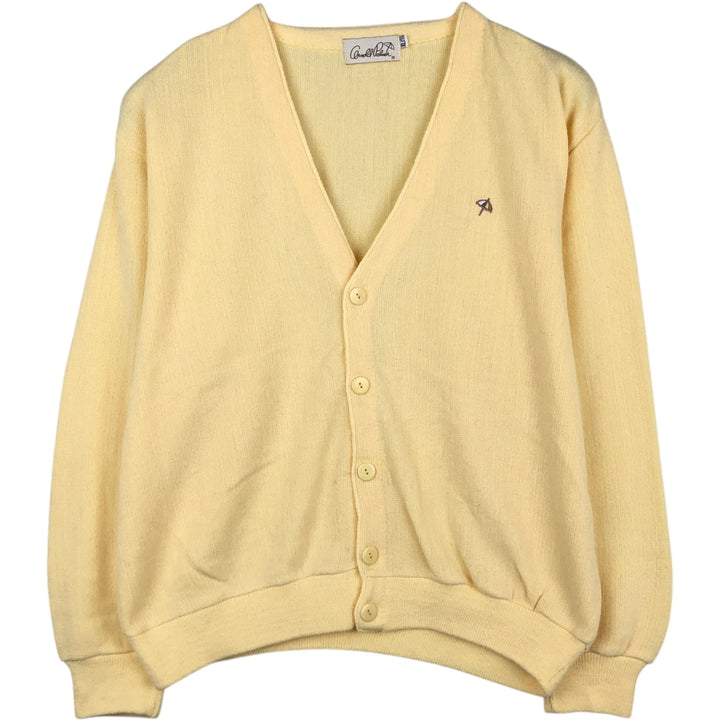 Arnold Palmer acrylic knit cardigan, made in Canada, men's size XL equivalent. acrylic lemon yellow Vintage Second Hand