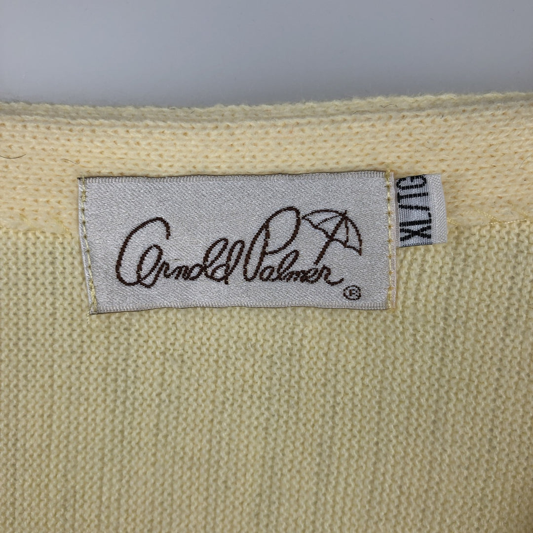 Arnold Palmer acrylic knit cardigan, made in Canada, men's size XL equivalent. acrylic lemon yellow Vintage Second Hand