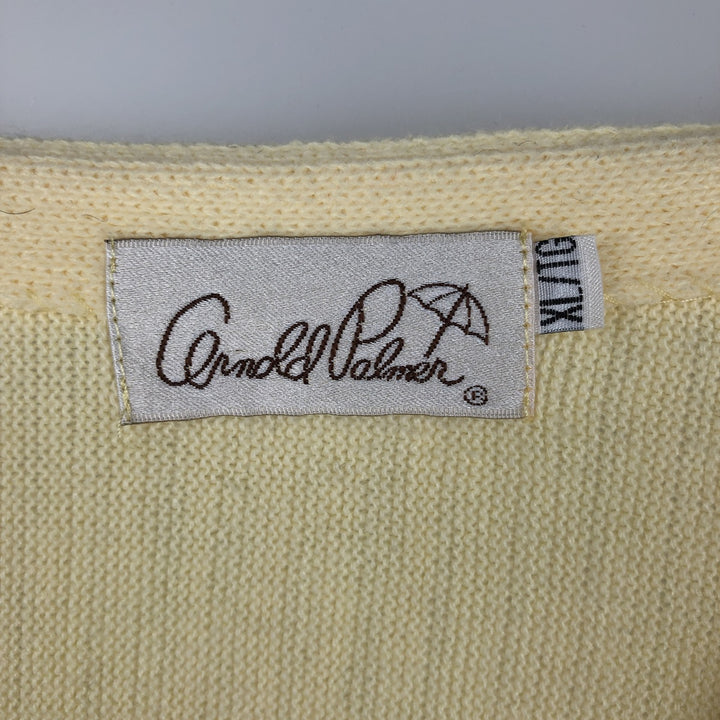 Arnold Palmer acrylic knit cardigan, made in Canada, men's size XL equivalent. acrylic lemon yellow Vintage Second Hand