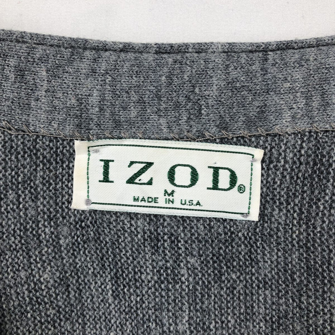 80s-90'S IZOD Acrylic Knit Cardigan, Made in USA, Men's Size M (approx.), Vintage acrylic gray type Vintage Second Hand