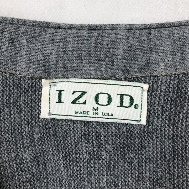 80s-90'S IZOD Acrylic Knit Cardigan, Made in USA, Men's Size M (approx.), Vintage acrylic gray type Vintage Second Hand