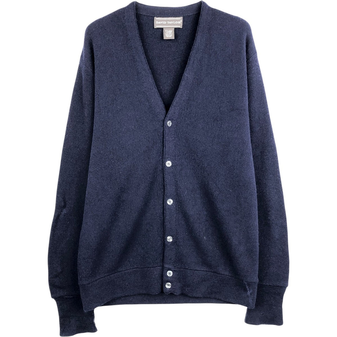 Vintage 90'S DAVID TAYLOR acrylic knit cardigan, made in the USA, size L, men's acrylic navy blue type Vintage Second Hand