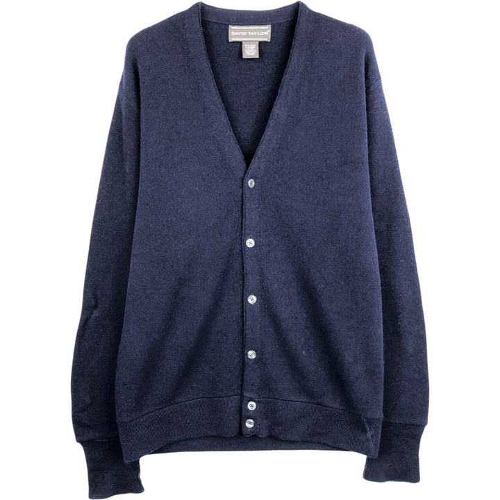 Vintage 90'S DAVID TAYLOR acrylic knit cardigan, made in the USA, size L, men's acrylic navy blue type Vintage Second Hand