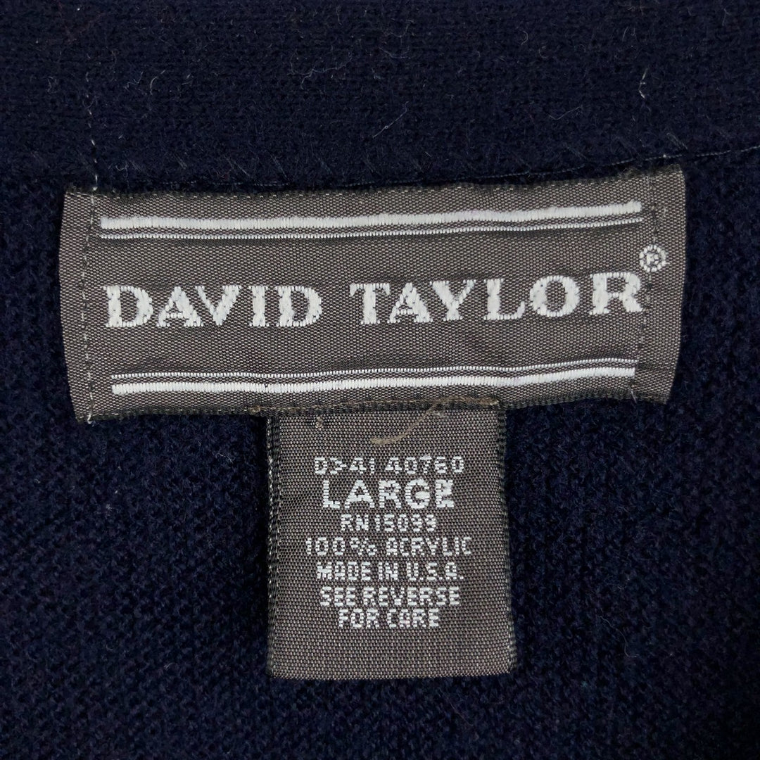 Vintage 90'S DAVID TAYLOR acrylic knit cardigan, made in the USA, size L, men's acrylic navy blue type Vintage Second Hand