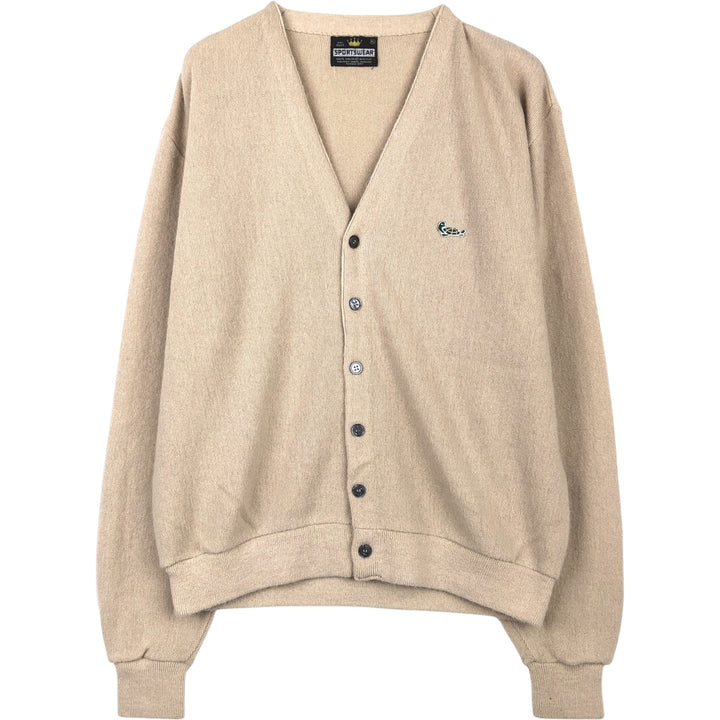 ~80'S Sportswear Acrylic Knit Cardigan, Men's XL equivalent, Vintage Oron Acrylic Beige type Vintage Second Hand
