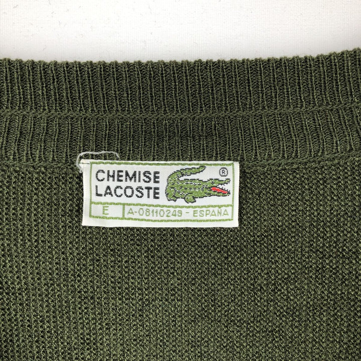 1980'S Lacoste CHEMISE Acrylic Knit Cardigan, Made in Spain, Men's Size XL (approx.), Vintage acrylic Khaki type Vintage Second Hand