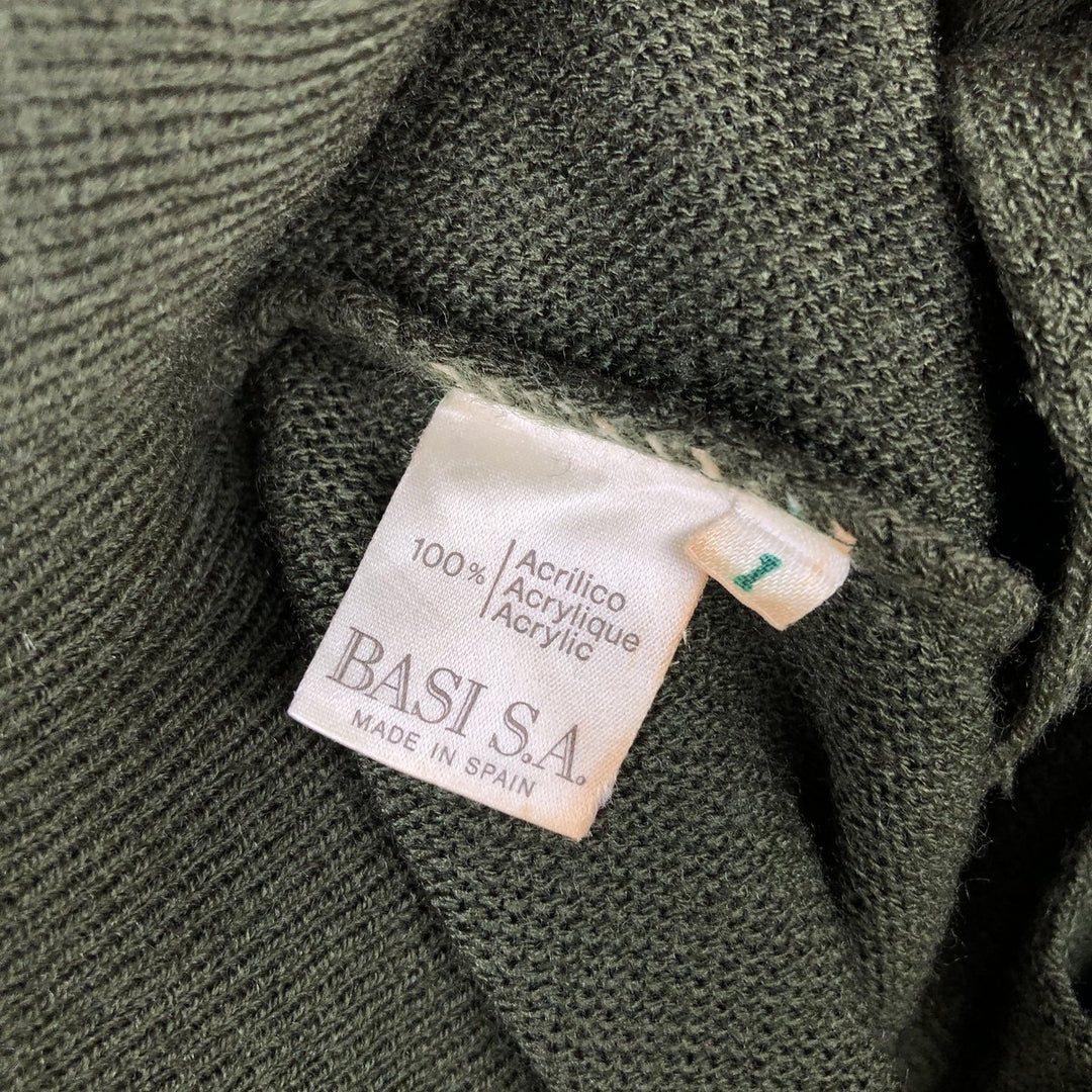 1980'S Lacoste CHEMISE Acrylic Knit Cardigan, Made in Spain, Men's Size XL (approx.), Vintage acrylic Khaki type Vintage Second Hand