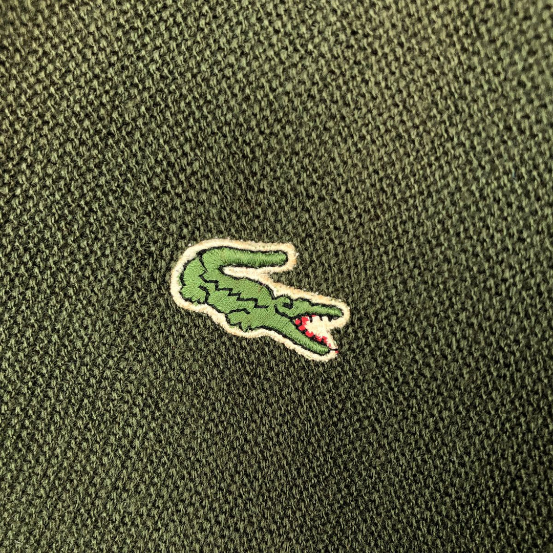 1980'S Lacoste CHEMISE Acrylic Knit Cardigan, Made in Spain, Men's Size XL (approx.), Vintage acrylic Khaki type Vintage Second Hand