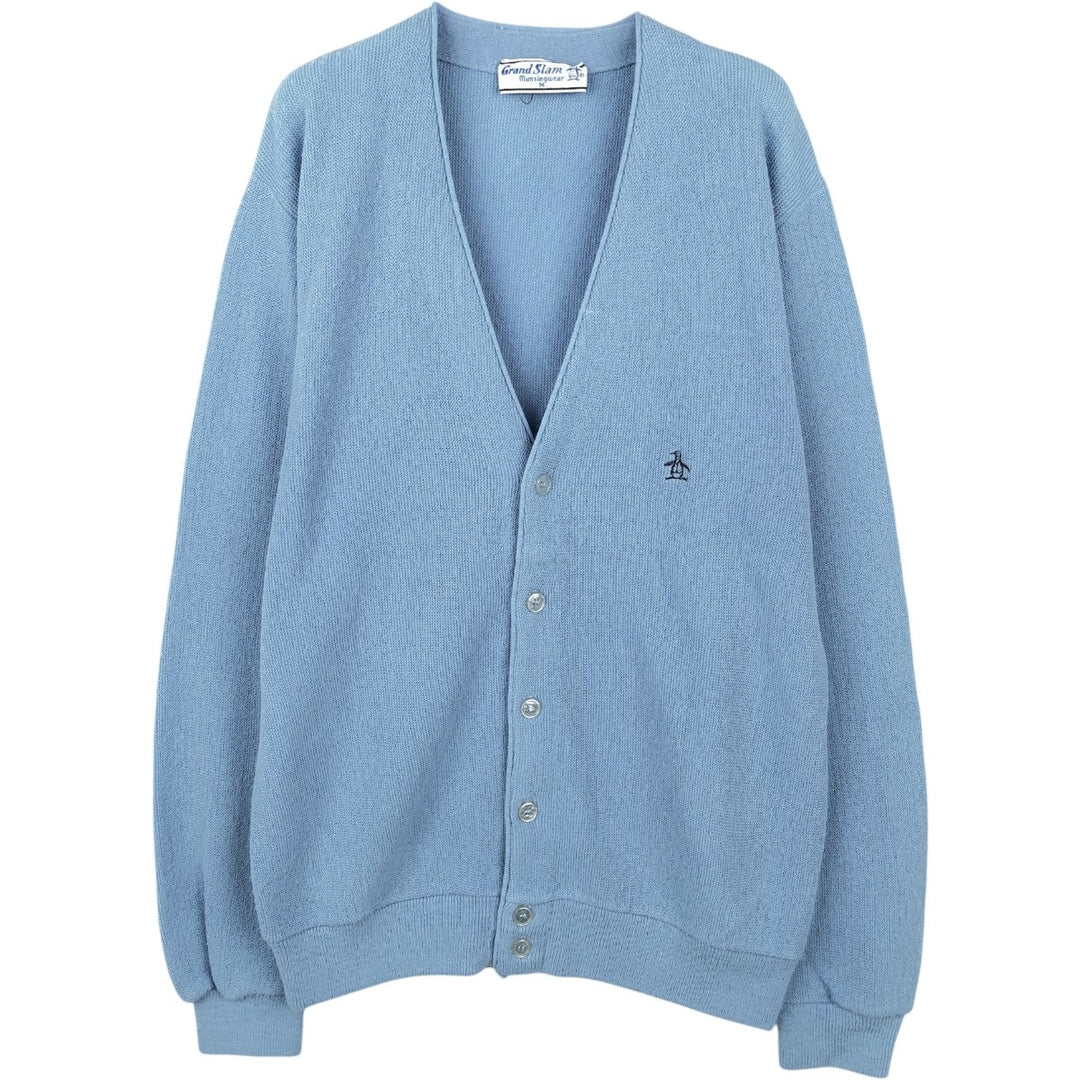 70s-80'S Grand Slam Munsingwear knit cardigan, men's size M equivalent, vintage. unclear Blue type light blue Vintage Second Hand