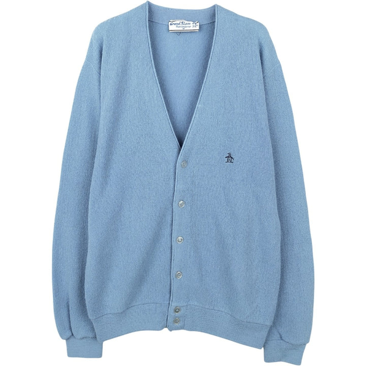 70s-80'S Grand Slam Munsingwear knit cardigan, men's size M equivalent, vintage. unclear Blue type light blue Vintage Second Hand