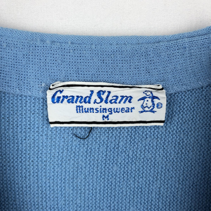 70s-80'S Grand Slam Munsingwear knit cardigan, men's size M equivalent, vintage. unclear Blue type light blue Vintage Second Hand