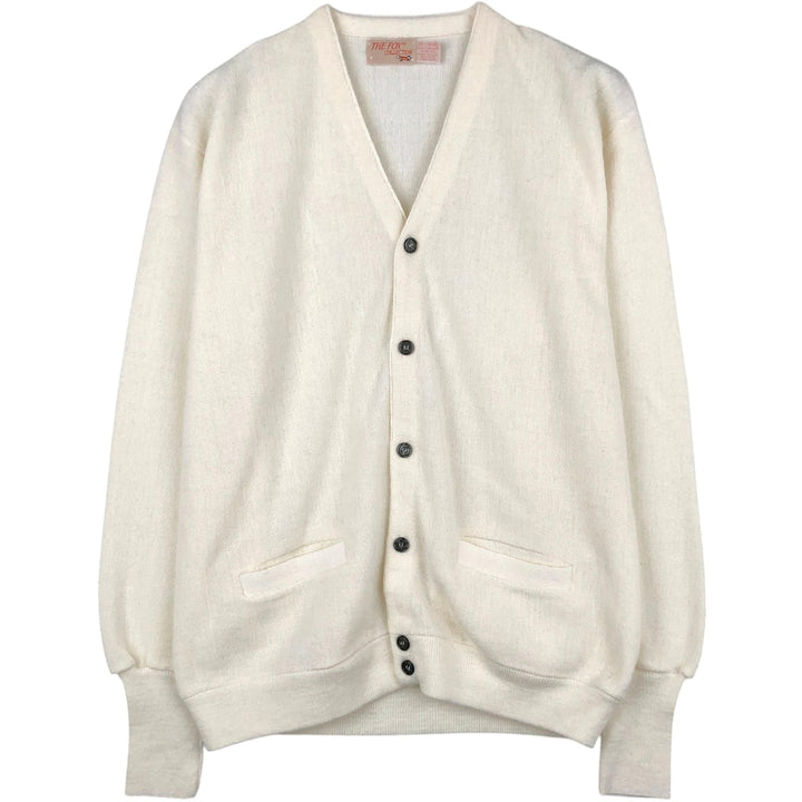70s-80'S THE FOX COLLECTION Acrylic Knit Cardigan, Made in USA, Men's Size L (approx.), Vintage Oron Acrylic pale white type Vintage Second Hand