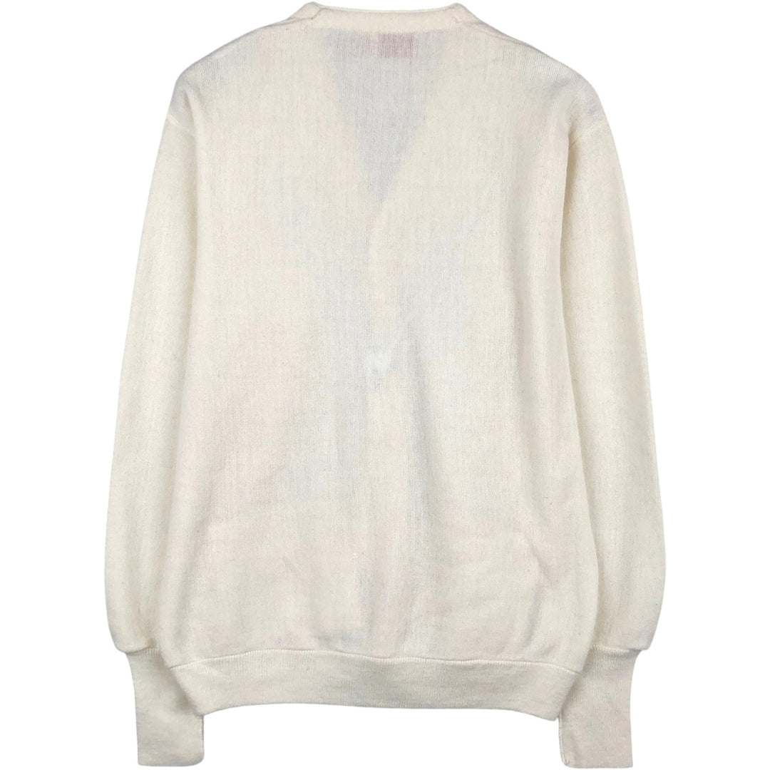 70s-80'S THE FOX COLLECTION Acrylic Knit Cardigan, Made in USA, Men's Size L (approx.), Vintage Oron Acrylic pale white type Vintage Second Hand