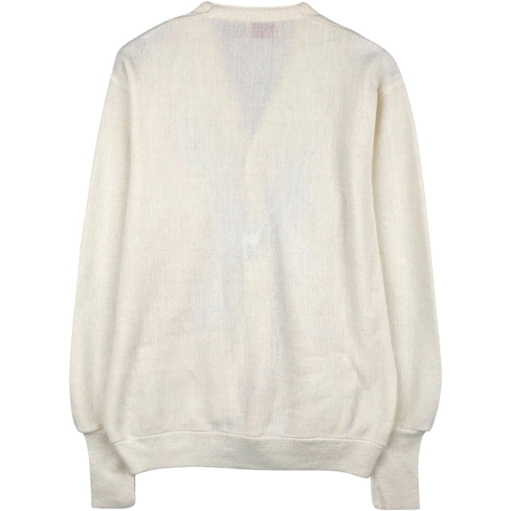70s-80'S THE FOX COLLECTION Acrylic Knit Cardigan, Made in USA, Men's Size L (approx.), Vintage Oron Acrylic pale white type Vintage Second Hand