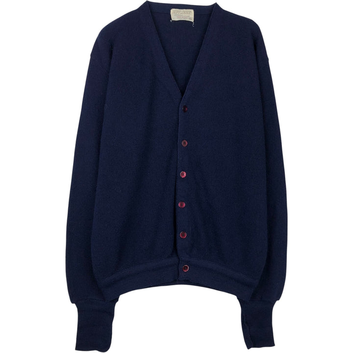 1970'S LORD JEFF JEFFLINKS Acrylic Knit Cardigan, Made in USA, Men's XL equivalent, Vintage Oron Acrylic navy blue type Vintage Second Hand