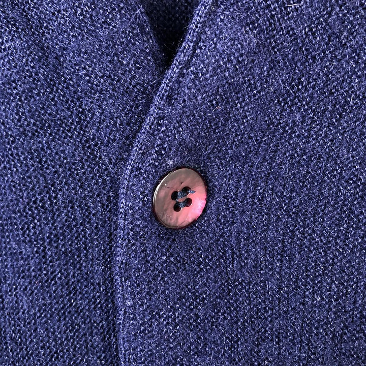 1970'S LORD JEFF JEFFLINKS Acrylic Knit Cardigan, Made in USA, Men's XL equivalent, Vintage Oron Acrylic navy blue type Vintage Second Hand