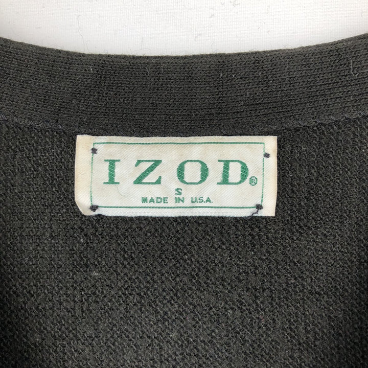 90'S IZOD Acrylic Knit Cardigan, Made in USA, Men's Size S (Equivalent), Vintage acrylic black type Vintage Second Hand