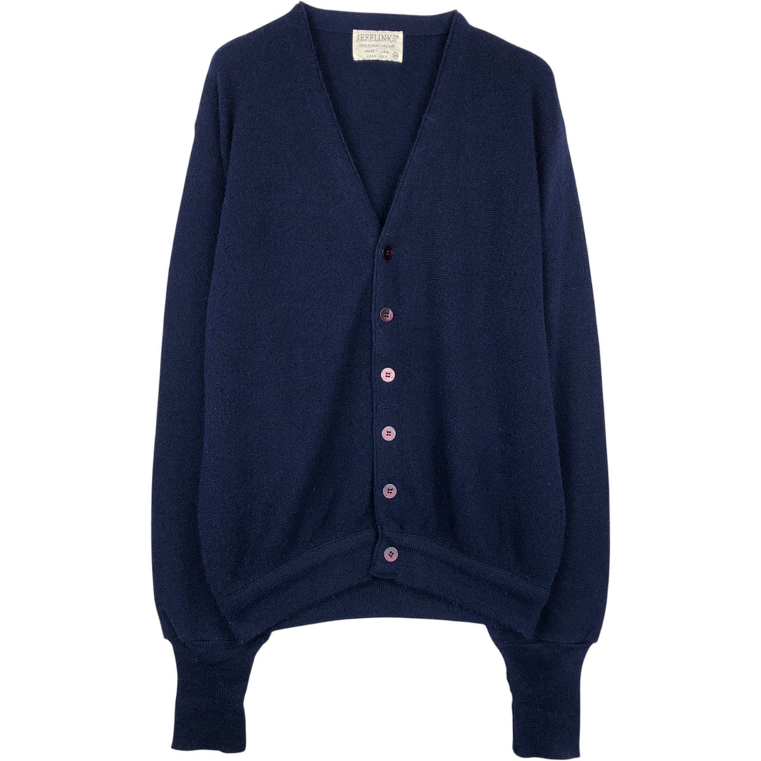 1970'S LORD JEFF JEFFLINKS Acrylic Knit Cardigan, Made in USA, Men's Size M (approx.), Vintage Oron Acrylic navy blue type Vintage Second Hand