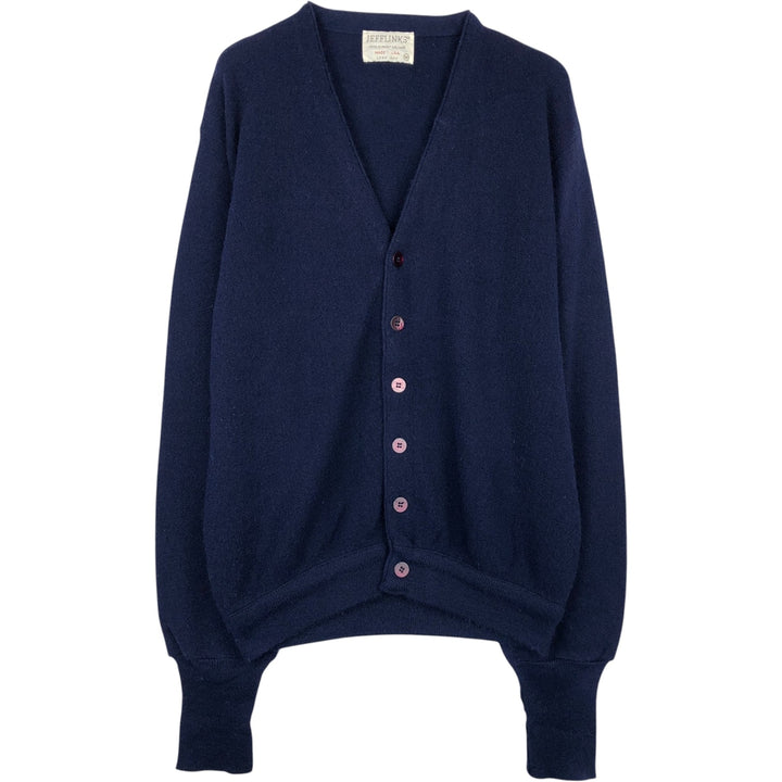 1970'S LORD JEFF JEFFLINKS Acrylic Knit Cardigan, Made in USA, Men's Size M (approx.), Vintage Oron Acrylic navy blue type Vintage Second Hand