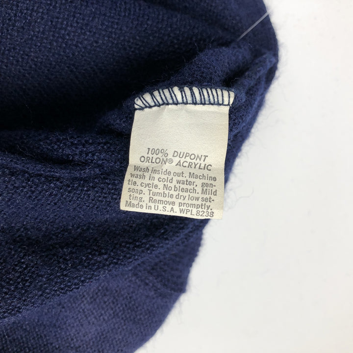 1970'S LORD JEFF JEFFLINKS Acrylic Knit Cardigan, Made in USA, Men's Size M (approx.), Vintage Oron Acrylic navy blue type Vintage Second Hand