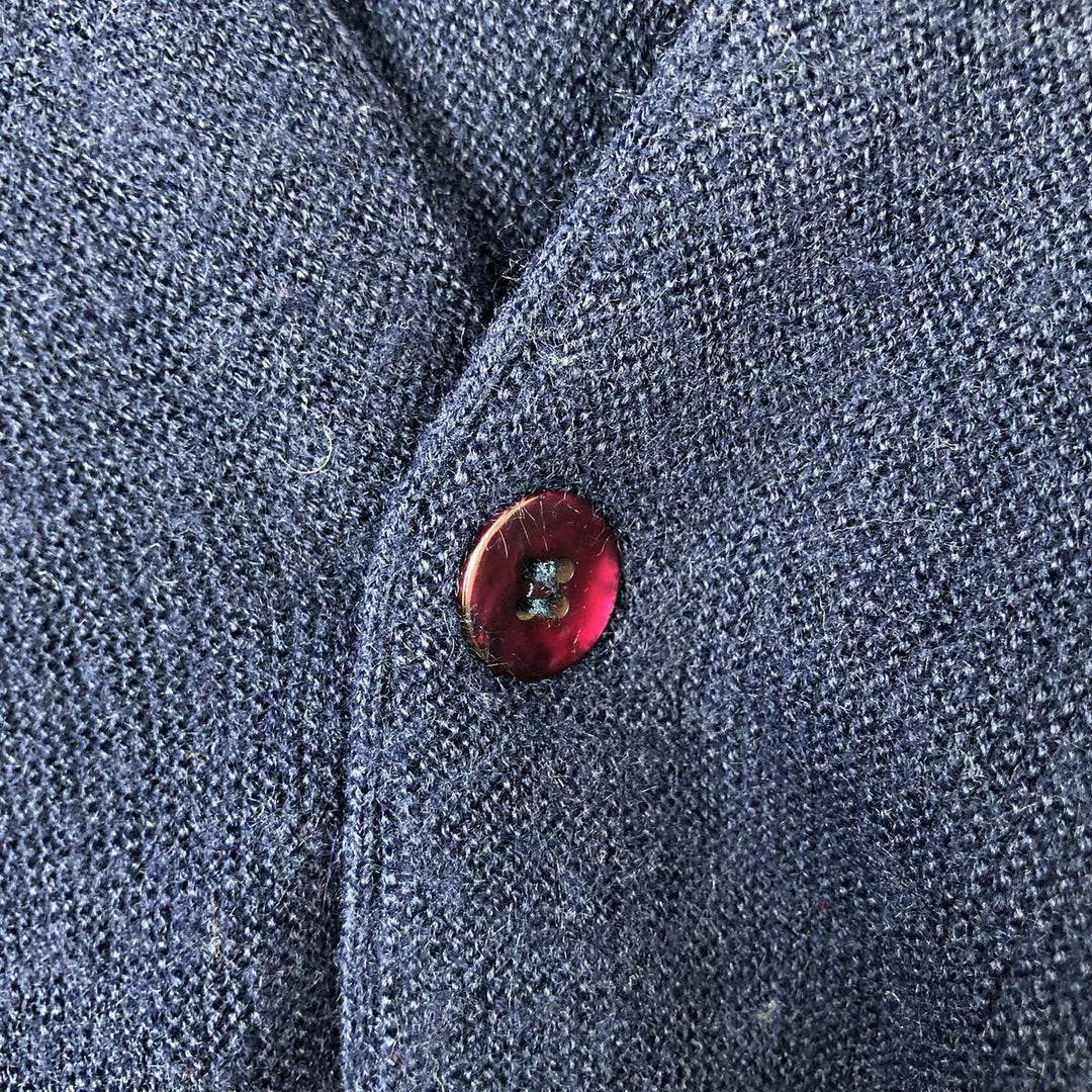 1970'S LORD JEFF JEFFLINKS Acrylic Knit Cardigan, Made in USA, Men's Size M (approx.), Vintage Oron Acrylic navy blue type Vintage Second Hand