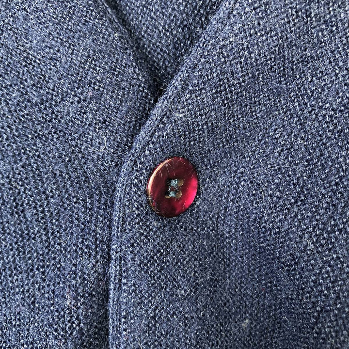 1970'S LORD JEFF JEFFLINKS Acrylic Knit Cardigan, Made in USA, Men's Size M (approx.), Vintage Oron Acrylic navy blue type Vintage Second Hand