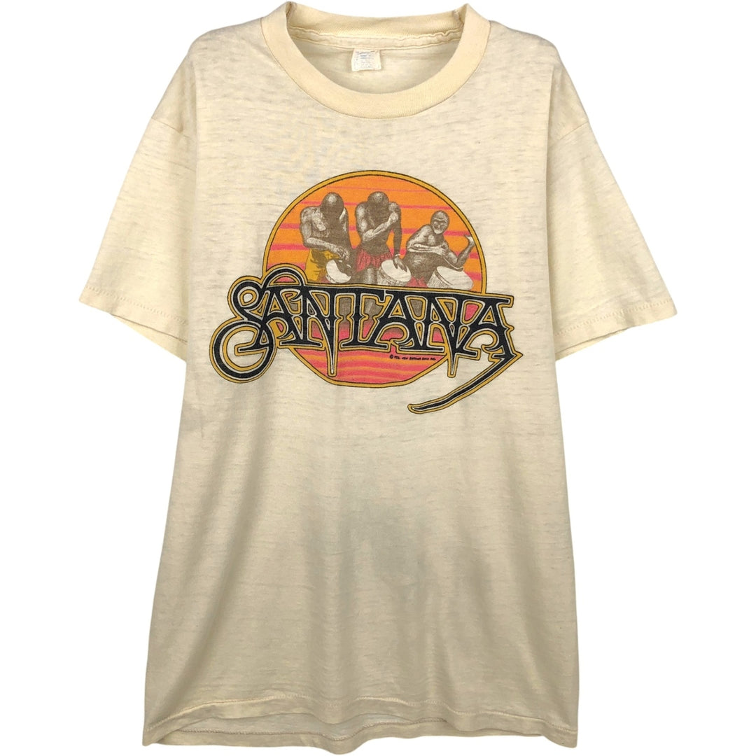 ~90'S Santana Band T-shirt, Men's Size M (approx.), Vintage polyester Beige type Vintage Second Hand