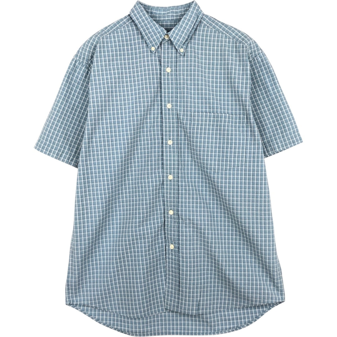 2000'S Eddie Bauer Long-Sleeve Button-Down Check Shirt, Men's Size S (approx.) cotton Blue type light blue Vintage Second Hand