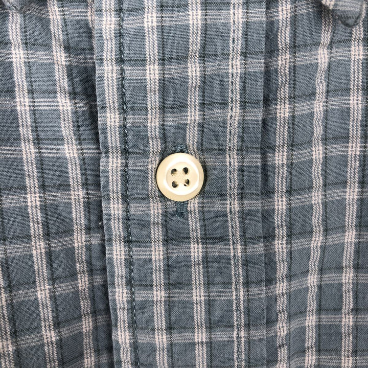 2000'S Eddie Bauer Long-Sleeve Button-Down Check Shirt, Men's Size S (approx.) cotton Blue type light blue Vintage Second Hand