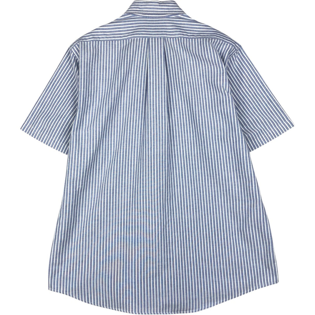 Vintage 1990'S LLBean short-sleeved button-down striped shirt, men's size XL. cotton blue type Vintage Second Hand