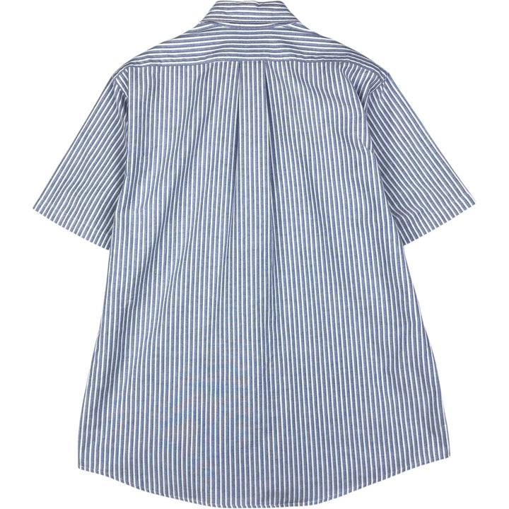 Vintage 1990'S LLBean short-sleeved button-down striped shirt, men's size XL. cotton blue type Vintage Second Hand