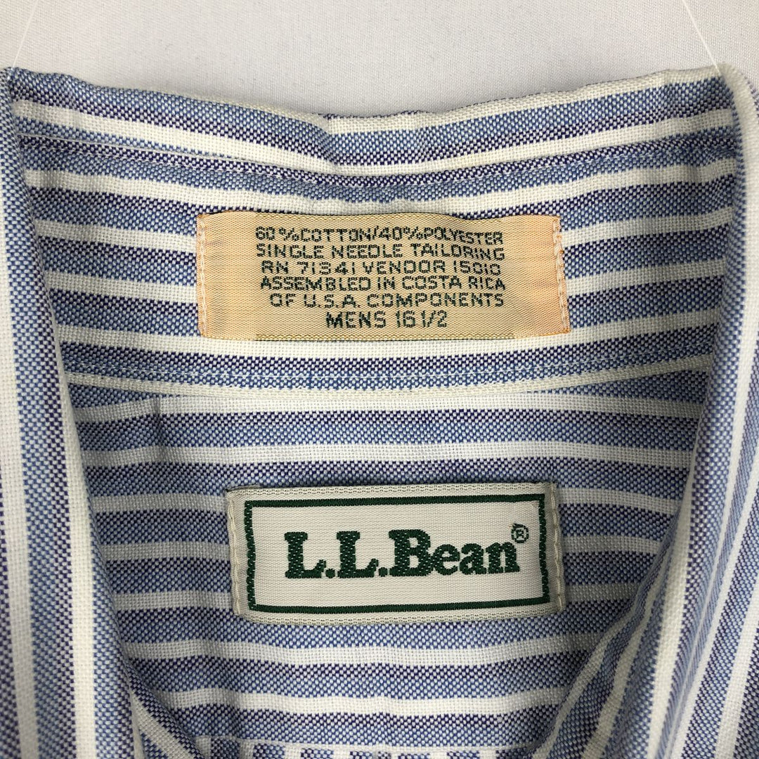 Vintage 1990'S LLBean short-sleeved button-down striped shirt, men's size XL. cotton blue type Vintage Second Hand