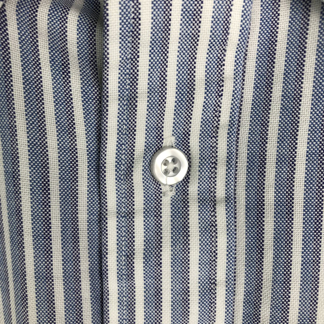 Vintage 1990'S LLBean short-sleeved button-down striped shirt, men's size XL. cotton blue type Vintage Second Hand