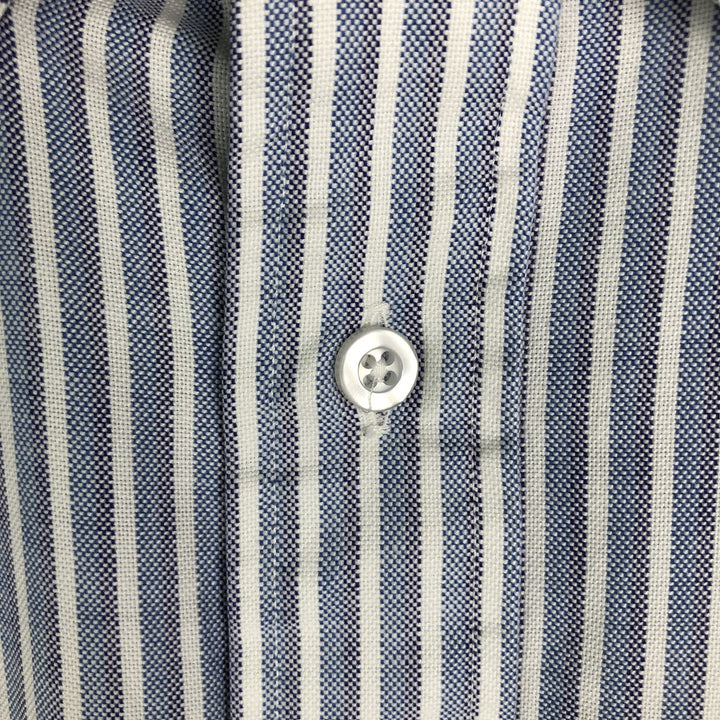 Vintage 1990'S LLBean short-sleeved button-down striped shirt, men's size XL. cotton blue type Vintage Second Hand