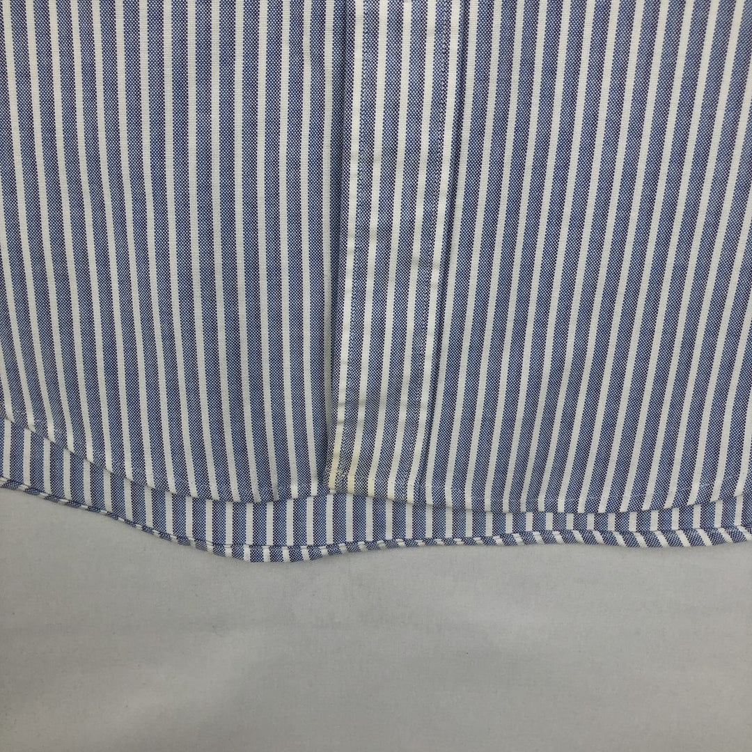 Vintage 1990'S LLBean short-sleeved button-down striped shirt, men's size XL. cotton blue type Vintage Second Hand