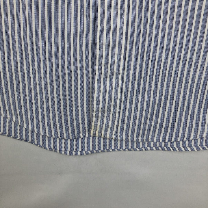 Vintage 1990'S LLBean short-sleeved button-down striped shirt, men's size XL. cotton blue type Vintage Second Hand