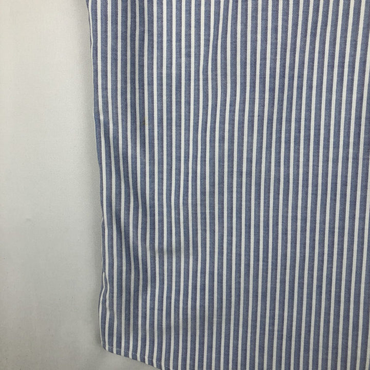 Vintage 1990'S LLBean short-sleeved button-down striped shirt, men's size XL. cotton blue type Vintage Second Hand