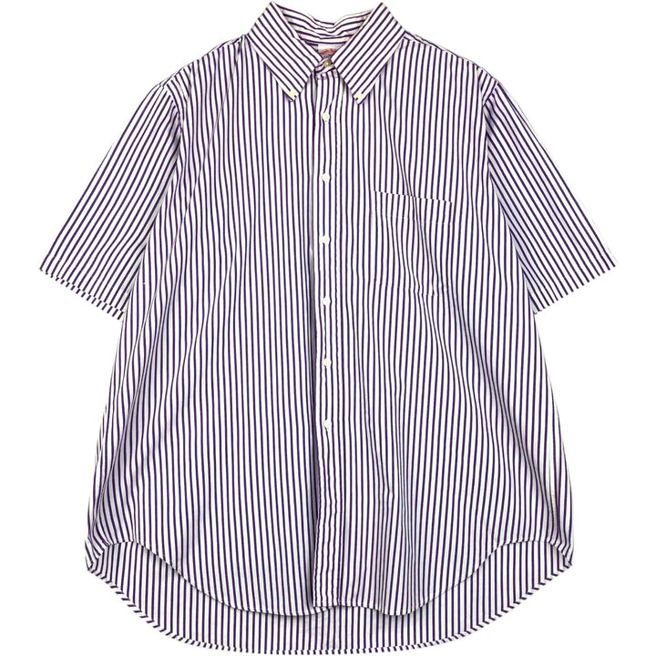 80s-90'S Brooks Brother Est.1818 Short-Sleeve Button-Down Striped Shirt, Made in USA, Men's XL (approx.) Vintage cotton purple type Vintage Second Hand