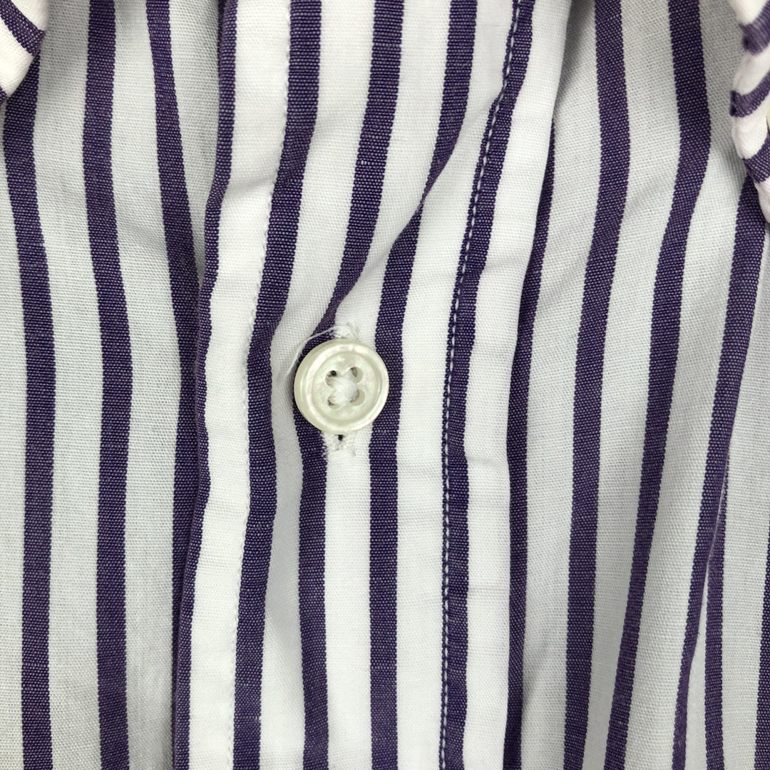 80s-90'S Brooks Brother Est.1818 Short-Sleeve Button-Down Striped Shirt, Made in USA, Men's XL (approx.) Vintage cotton purple type Vintage Second Hand