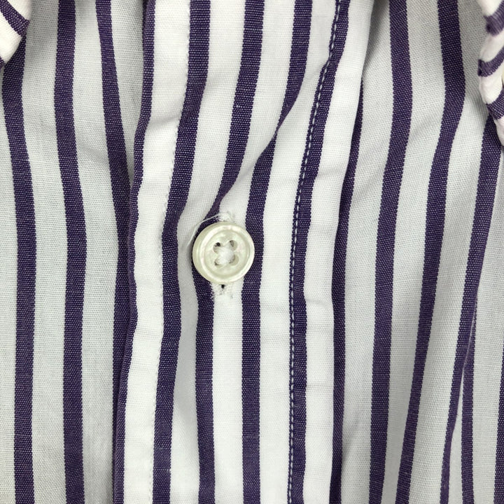 80s-90'S Brooks Brother Est.1818 Short-Sleeve Button-Down Striped Shirt, Made in USA, Men's XL (approx.) Vintage cotton purple type Vintage Second Hand