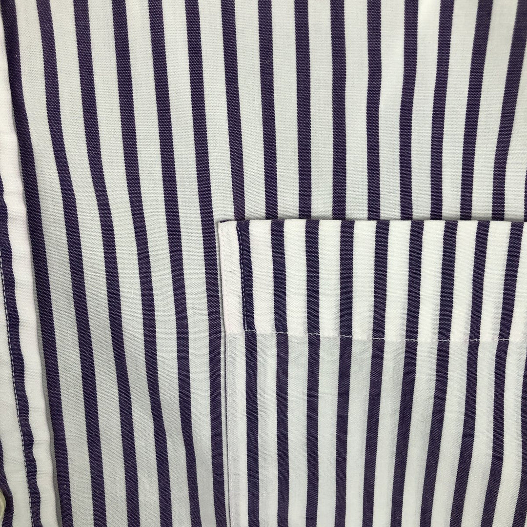 80s-90'S Brooks Brother Est.1818 Short-Sleeve Button-Down Striped Shirt, Made in USA, Men's XL (approx.) Vintage cotton purple type Vintage Second Hand