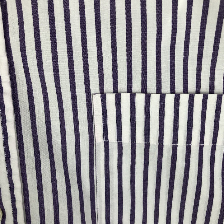 80s-90'S Brooks Brother Est.1818 Short-Sleeve Button-Down Striped Shirt, Made in USA, Men's XL (approx.) Vintage cotton purple type Vintage Second Hand