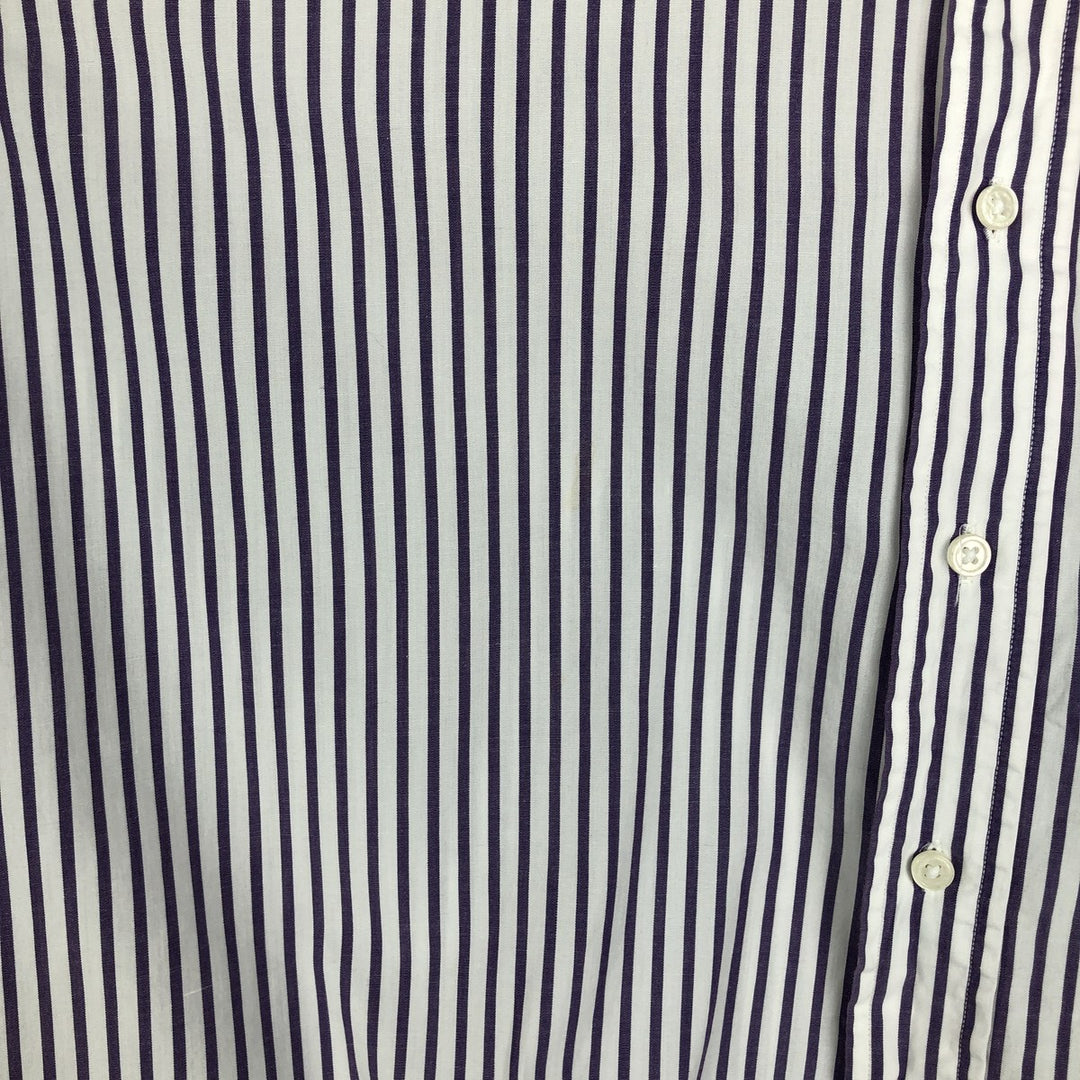 80s-90'S Brooks Brother Est.1818 Short-Sleeve Button-Down Striped Shirt, Made in USA, Men's XL (approx.) Vintage cotton purple type Vintage Second Hand