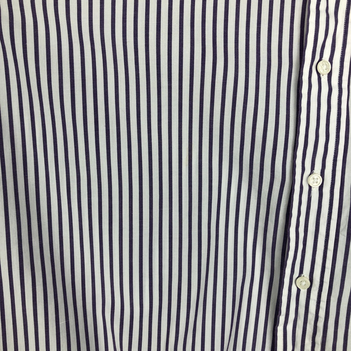 80s-90'S Brooks Brother Est.1818 Short-Sleeve Button-Down Striped Shirt, Made in USA, Men's XL (approx.) Vintage cotton purple type Vintage Second Hand