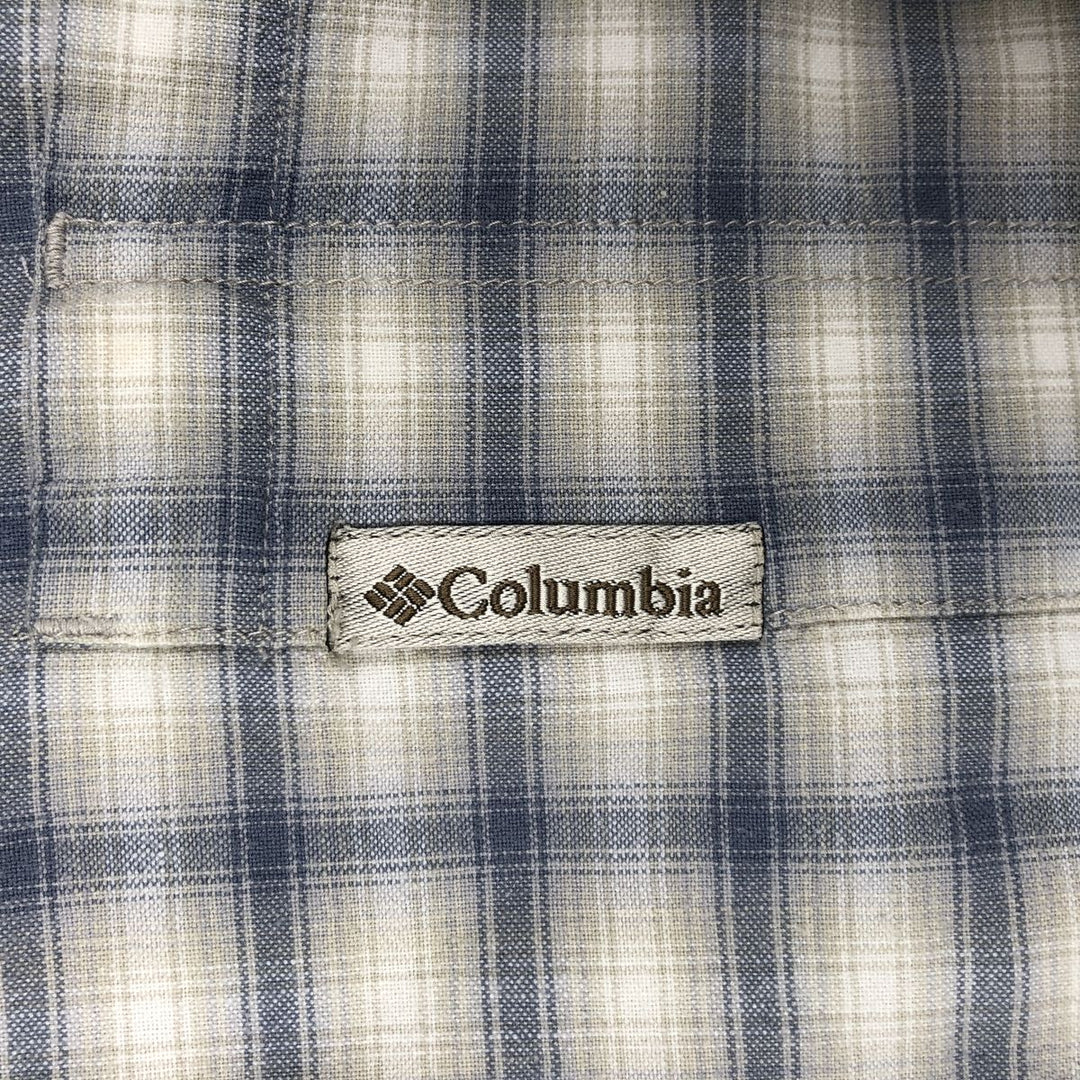 2000'S Columbia Short Sleeve Cotton Check Box Shirt, Men's XL cotton ivory Vintage Second Hand