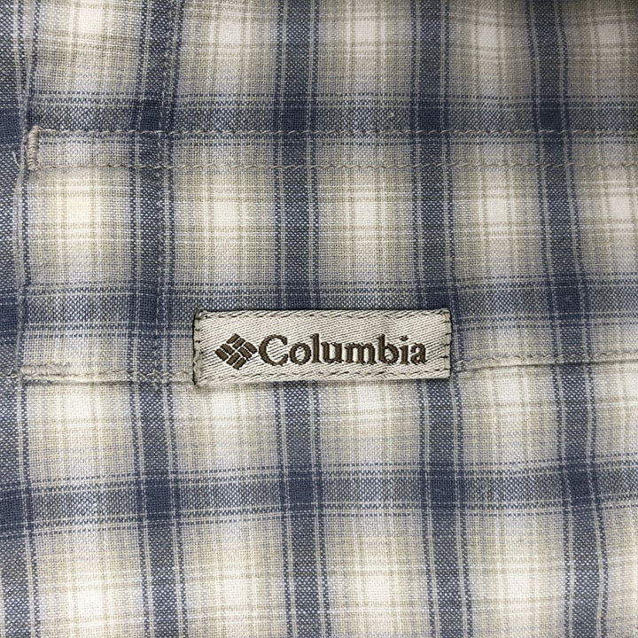 2000'S Columbia Short Sleeve Cotton Check Box Shirt, Men's XL cotton ivory Vintage Second Hand