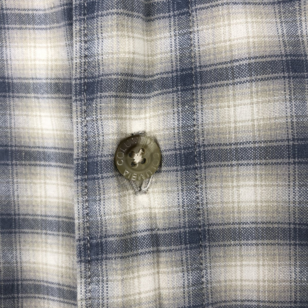 2000'S Columbia Short Sleeve Cotton Check Box Shirt, Men's XL cotton ivory Vintage Second Hand