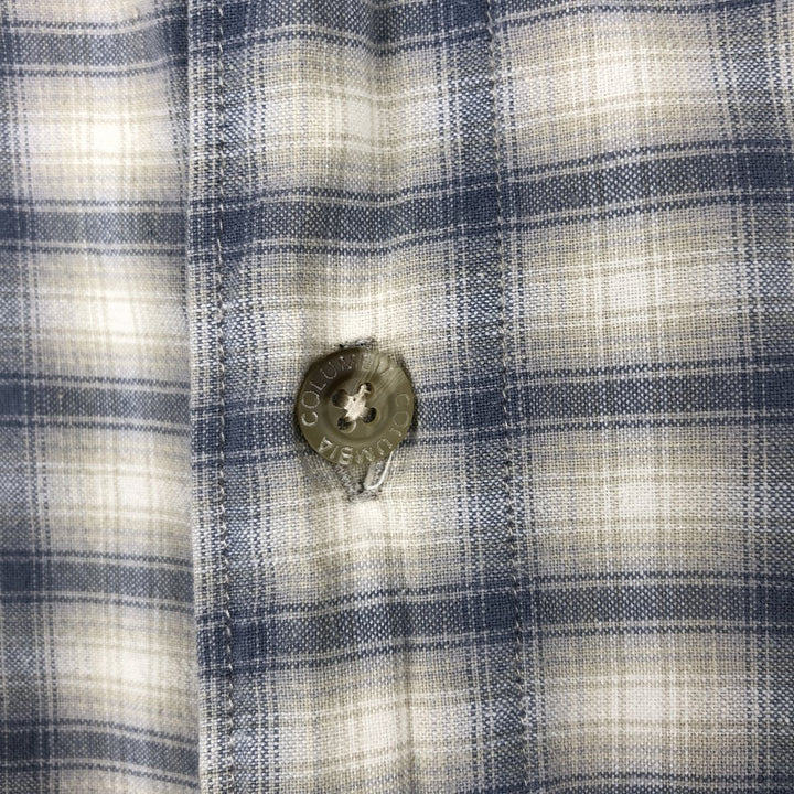 2000'S Columbia Short Sleeve Cotton Check Box Shirt, Men's XL cotton ivory Vintage Second Hand